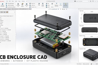 create solidworks autodesk pcb enclosure, plastic housing, iot electronic casing