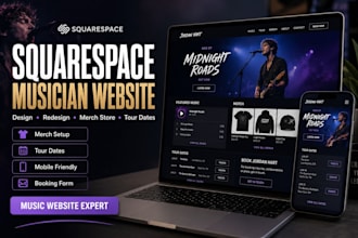 design redesign squarespace musician website tour date merch and booking form