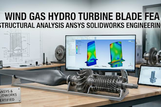 wind gas hydro turbine blade fea structural analysis ansys solidworks engineer
