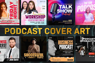 design premium podcast cover art, logo
