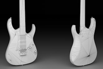 do 3d guitar model, guitar 3d model design, custom guitar cad model, and guitar