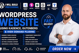 build gutenberg wordpress website with kadence, spectra, themeforest theme