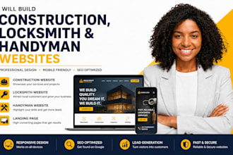 build construction, locksmith website, locksmith landing page, handyman website