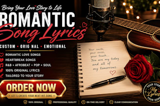 write original romantic love song to you love, heartbreak song and male singer