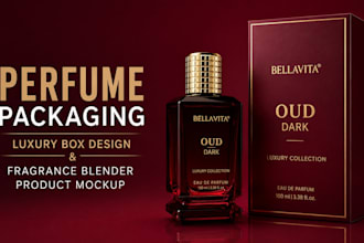 design perfume packaging, luxury box design and fragrance blender product mockup