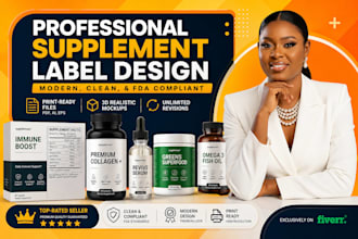 design editable canva fda supplement labels, packaging, and product stickers