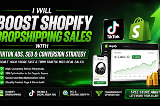 boost shopify sales, ecommerce marketing tiktok fb ig ads klaviyo seo expert