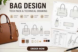 design bag tech pack, handbag, backpack, tote bag for manufacturing