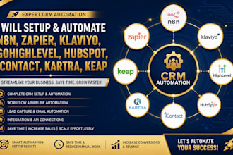 setup n8n zapier klaviyo gohighlevel hubspot icontact kartra for CRM automation