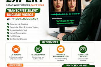 lip read, provide accurate lip reading, transcribe silent, unclear videos