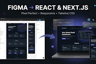 convert figma to react nextjs or tailwind CSS website