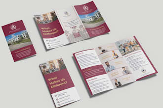 design university trifold brochure, school prospectus and educational catalog