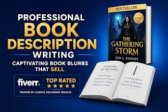 write a compelling captivating book description and blurb that sells, author bio
