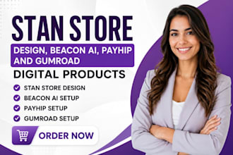 stan store, design, beacon ai, payhip and gumroad digital products