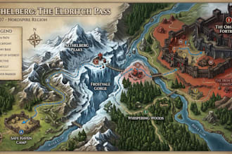 design high end artistic custom map illustrations and game level maps