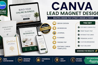 design lead magnet pdf freebie canva work book design journal and canva ebook
