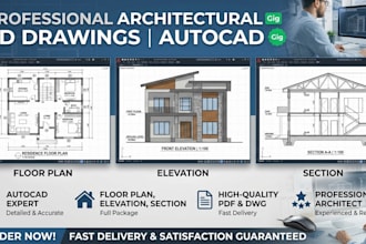 draw civil 2d floor plan, elevation and section in autocad