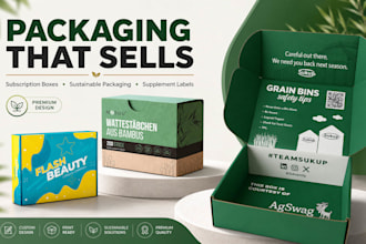 design branded subscription box mailer, sustainable packaging supplement label