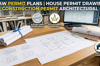 draw permit plans, house permit drawing, construction permit architectural
