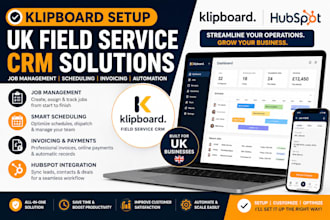klipboard setup UK field service CRM job management scheduling hubspot invoicing
