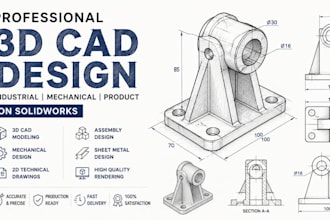 do 3d industrial design 3d cad design and 3d mechanical design on solidworks