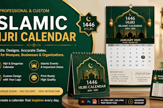 do a custom islamic hijri calendar for mosque, business, or organization