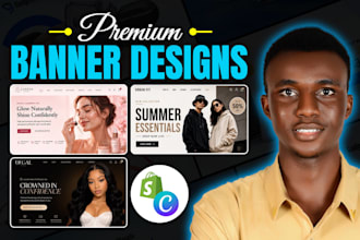 design premium shopify web banner, hero image, product banner in canva for sales