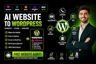 convert lovable, base44, replit, wix ai or hostinger ai website to wordpress