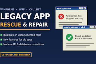 fix, update, or maintain your legacy winforms or wpf application