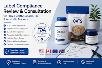 nsure you product label meet fda, health canada, eu, australian compliance