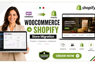 migrate woocommerce website to shopify in italian and redesign shopify website