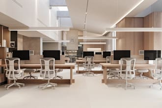 refine modern office interior,open work area,3d layout,commercial design,lounge