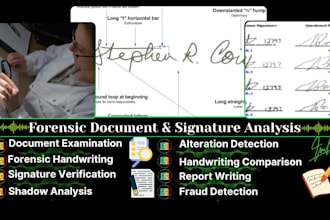 do forensic document analysis, handwriting analysis and signature verification
