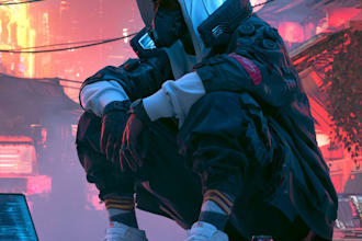cyberpunk hacker character art