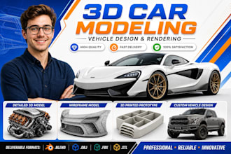 3d car model vehicle body kit custom car parts cad design 3d printing step stl
