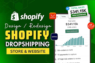design redesign shopify store, build shopify website or dropshipping store