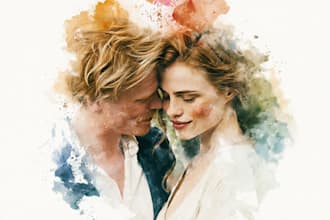 draw a watercolor couple portrait