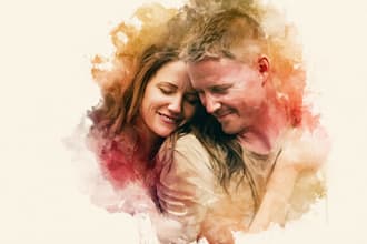 do watercolor couple portrait custom couple