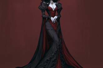 horror vampire lord queen character desing