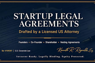 draft a startup founder shareholder agreement for equity investors