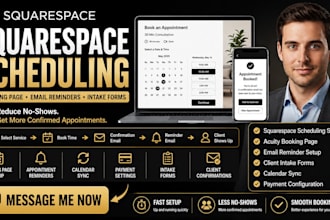 setup squarespace acuity scheduling booking page calendly and email reminders