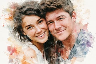 create amazing watercolor couple portraits