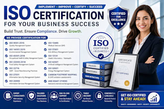 provide iso 9001, 45001 , 27001, 14001 gmp, iso 27001
