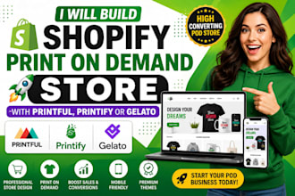 set up shopify print on demand store drophipping with printful printify gelato