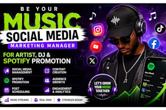 be your music social media marketing manager for artist, dj, spotify promotion