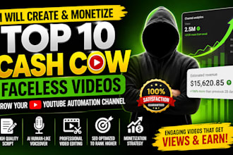create and monetize top 10 cash cow faceless videos grow youtube automation