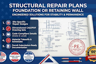design structural repair plans for foundation or retaining wall