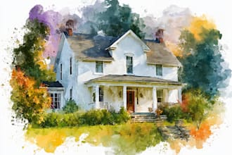 paint watercolor house portrait
