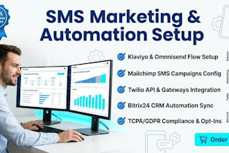 setup SMS marketing software via mailchimp klaviyo omnisend twilio bitrix24