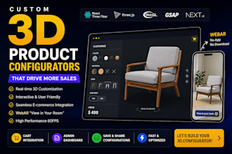 develop 3d product configurator with webar, r3f, threejs, webgl and gasp